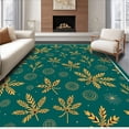 thumbnail image 1 of ODIKA 5'x7' Machine Washable Non-Slip Area Rug, Enchanting Wonderland Evergreen Featuring Woodland Decorations High Traffic Rug, Gold, 621773, 1 of 7