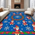 thumbnail image 1 of ODIKA 5'x7' Machine Washable Non-Slip Area Rug, Enchanting Yuletide Elf Parade with Festive Bauble High Traffic Rug with Pad, Blue, 733590, 1 of 8
