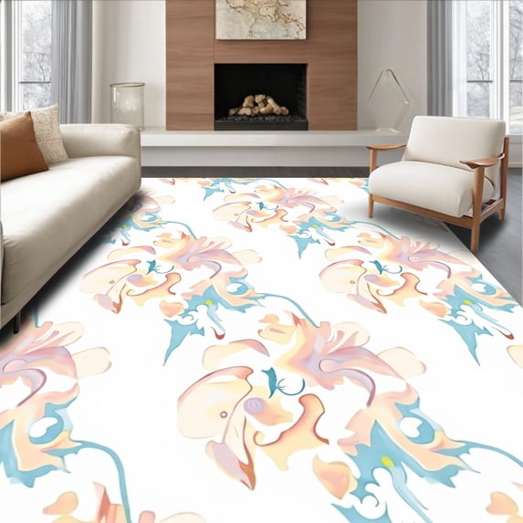 ODIKA 5'x7' Machine Washable Non-Slip Area Rug, Ethereal Dreamy Whimsical Enchanting Magical Captivating Wonder High Traffic Rug, Pink, 504306