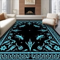 thumbnail image 1 of ODIKA 5'x7' Machine Washable Non-Slip Area Rug, Ethereal Insect Botanical Curved Edge High Traffic Rug with Pad, Black, 555361, 1 of 8
