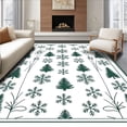 thumbnail image 1 of ODIKA 5x7 Machine Washable Non-Slip Area Rug, Evergreen Pine Tree Forest with Snowflake Accents Tapestry Design High Traffic Rug, Green, 649613, 1 of 7