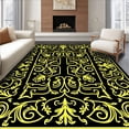 thumbnail image 1 of ODIKA 5'x7' Machine Washable Non-Slip Area Rug, Exquisite Floral Vine Scroll Ornate Baroque High Traffic Rug, Black, 583542, 1 of 7