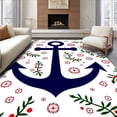 thumbnail image 1 of ODIKA 5x7 Machine Washable Non-Slip Area Rug, Festive Anchor with Interlocking Snowy Motifs High Traffic Rug, Blue, 645537, 1 of 7