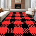 thumbnail image 1 of ODIKA 5'x7' Machine Washable Non-Slip Area Rug, Festive Buffalo Check Decorative Holiday Entrance Welcome High Traffic Rug with Pad, Red, 615560, 1 of 8