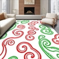 thumbnail image 1 of ODIKA 5'x7' Machine Washable Non-Slip Area Rug, Festive Cane Swirl with Twisting Stripe Motifs High Traffic Rug with Pad, Red, 647912, 1 of 8