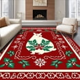 thumbnail image 1 of ODIKA 5'x7' Machine Washable Non-Slip Area Rug, Festive Capybara Emblem Framed by Ornate Snowflake and Holly Leaf Interlock High Traffic Rug with Pad, Red, 634714, 1 of 8
