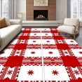 thumbnail image 1 of ODIKA 5'x7' Machine Washable Non-Slip Area Rug, Festive Checkered Patchwork with Nordic Accents High Traffic Rug, Red, 618384, 1 of 7