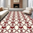thumbnail image 1 of ODIKA 5'x7' Machine Washable Non-Slip Area Rug, Festive Chevron with Elegant Snowflake Accents High Traffic Rug with Pad, Ivory, 614543, 1 of 8