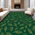 thumbnail image 1 of ODIKA 5'x7' Machine Washable Non-Slip Area Rug, Festive Evergreen Holly Branch Tapestry High Traffic Rug with Pad, Green, 610194, 1 of 8
