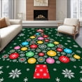 thumbnail image 1 of ODIKA 5'x7' Machine Washable Non-Slip Area Rug, Festive Evergreen Mosaic with Ornaments and Snowflake Accents High Traffic Rug, Green, 744226, 1 of 7