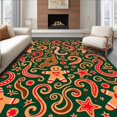 thumbnail image 1 of ODIKA 5'x7' Machine Washable Non-Slip Area Rug, Festive Gingerbread Delight With Cane Accents High Traffic Rug with Pad, Green, 730605, 1 of 8