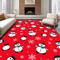 thumbnail image 1 of ODIKA 5'x7' Machine Washable Non-Slip Area Rug, Festive Holiday Bathroom With Cartoon Snowman High Traffic Rug, Red, 607481, 1 of 7