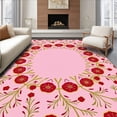thumbnail image 1 of ODIKA 5'x7' Machine Washable Non-Slip Area Rug, Festive Holiday Botanical Design High Traffic Rug with Pad, Pink, 611205, 1 of 8