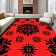 thumbnail image 1 of ODIKA 5'x7' Machine Washable Non-Slip Area Rug, Festive Holiday Snowflake Treasure With Elegant Swirl High Traffic Rug, Red, 605872, 1 of 7