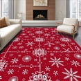 thumbnail image 1 of ODIKA 5'x7' Machine Washable Non-Slip Area Rug, Festive Holiday Snowflake With Joyful Winter Motifs High Traffic Rug, Red, 630184, 1 of 7