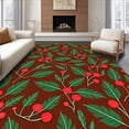 thumbnail image 1 of ODIKA 5'x7' Machine Washable Non-Slip Area Rug, Festive Holly Berries Pine Needles Anti Slip Holiday High Traffic Rug with Pad, Brown, 626256, 1 of 8