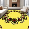 thumbnail image 1 of ODIKA 5'x7' Machine Washable Non-Slip Area Rug, Festive Holly Berry Wreath Surrounded By Elegant Striped Rings High Traffic Rug with Pad, Yellow, 618119, 1 of 8