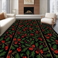 thumbnail image 1 of ODIKA 5'x7' Machine Washable Non-Slip Area Rug, Festive Holly Berry Wreath with Golden Acorns Design High Traffic Rug, Black, 614964, 1 of 7