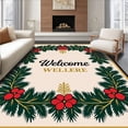 thumbnail image 1 of ODIKA 5'x7' Machine Washable Non-Slip Area Rug, Festive Holly Wreath Welcome Doormat High Traffic Rug with Pad, Green, 609456, 1 of 8