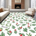 thumbnail image 1 of ODIKA 5'x7' Machine Washable Non-Slip Area Rug, Festive Holly Wreath with Believe Typography High Traffic Rug with Pad, Green, 733180, 1 of 8