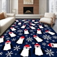 thumbnail image 1 of ODIKA 5'x7' Machine Washable Non-Slip Area Rug, Festive Penguin Bath with Holiday Snowflake Accents High Traffic Rug with Pad, Blue, 639043, 1 of 8