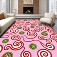 thumbnail image 1 of ODIKA 5'x7' Machine Washable Non-Slip Area Rug, Festive Peppermint Swirl Design Floor with Sweet Holiday Treats High Traffic Rug, Pink, 734803, 1 of 7