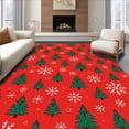 thumbnail image 1 of ODIKA 5'x7' Machine Washable Non-Slip Area Rug, Festive Pine Tree Motif with Sparkling Accents High Traffic Rug with Pad, Red, 606855, 1 of 8
