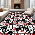 thumbnail image 1 of ODIKA 5'x7' Machine Washable Non-Slip Area Rug, Festive Plaid Patchwork Reindeer Motif Holiday High Traffic Rug with Pad, Black, 627577, 1 of 8