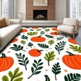 thumbnail image 1 of ODIKA 5'x7' Machine Washable Non-Slip Area Rug, Festive Pumpkin Patch Embroidery Design With Whimsical Autumn Leaves High Traffic Rug, Orange, 738779, 1 of 7