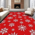 thumbnail image 1 of ODIKA 5'x7' Machine Washable Non-Slip Area Rug, Festive Snowflake Celebration Accent Holiday Hearth Decoration High Traffic Rug with Pad, Red, 605666, 1 of 8