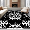 thumbnail image 1 of ODIKA 5'x7' Machine Washable Non-Slip Area Rug, Festive Snowflake Crystal Holiday Celebration Decorative High Traffic Rug with Pad, Black, 733376, 1 of 8