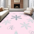 thumbnail image 1 of ODIKA 5'x7' Machine Washable Non-Slip Area Rug, Festive Snowflake Ensemble with Elegant and Delicate Swirls High Traffic Rug with Pad, Pink, 736018, 1 of 8