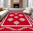 thumbnail image 1 of ODIKA 5'x7' Machine Washable Non-Slip Area Rug, Festive Snowflake Modern Holiday Motif High Traffic Rug, Red, 641992, 1 of 7