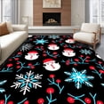 thumbnail image 1 of ODIKA 5'x7' Machine Washable Non-Slip Area Rug, Festive Snowflake Parade with Jolly Hat Tipped Snowman and Berry Sprigs High Traffic Rug with Pad, Black, 652319, 1 of 8