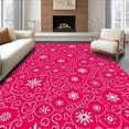 thumbnail image 1 of ODIKA 5'x7' Machine Washable Non-Slip Area Rug, Festive Snowflake Swirl Winter Wonderland Decorative Accent High Traffic Rug, Pink, 613690, 1 of 7