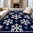 thumbnail image 1 of ODIKA 5'x7' Machine Washable Non-Slip Area Rug, Festive Snowflake Winter Accent Decorative Anti Slip Floor Covering High Traffic Rug with Pad, Blue, 732602, 1 of 8