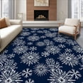 thumbnail image 1 of ODIKA 5'x7' Machine Washable Non-Slip Area Rug, Festive Snowflake Winter Holiday Absorbent High Traffic Rug with Pad, Blue, 622769, 1 of 8