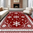 thumbnail image 1 of ODIKA 5'x7' Machine Washable Non-Slip Area Rug, Festive Snowflake Wonderland Holiday Floor High Traffic Rug with Pad, Red, 608559, 1 of 8
