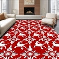 thumbnail image 1 of ODIKA 5'x7' Machine Washable Non-Slip Area Rug, Festive Symmetry With Interlocking Stars And Leaping Stags High Traffic Rug with Pad, Red, 741730, 1 of 8