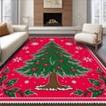 thumbnail image 1 of ODIKA 5'x7' Machine Washable Non-Slip Area Rug, Festive Tannenbaum Holiday Accent Doormat With Decorative Border High Traffic Rug, Red, 505393, 1 of 7