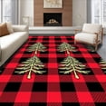 thumbnail image 1 of ODIKA 5'x7' Machine Washable Non-Slip Area Rug, Festive Tartan Lattice Plaid with Interlocking Winter Pine Motifs High Traffic Rug with Pad, Red, 617144, 1 of 8