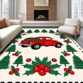 thumbnail image 1 of ODIKA 5'x7' Machine Washable Non-Slip Area Rug, Festive Truck Parade with Snowy Pines and Holiday Baubles Motif High Traffic Rug with Pad, Red, 622647, 1 of 8