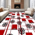 thumbnail image 1 of ODIKA 5'x7' Machine Washable Non-Slip Area Rug, Festive Winter Hearth Checkered Welcome Surface High Traffic Rug with Pad, Red, 615859, 1 of 8
