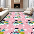 thumbnail image 1 of ODIKA 5'x7' Machine Washable Non-Slip Area Rug, Festive Wonderland Complete Bathroom Jolly Snowman Holiday High Traffic Rug with Pad, Pink, 608668, 1 of 8
