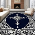 thumbnail image 1 of ODIKA 5'x7' Machine Washable Non-Slip Area Rug, Filigree Design Featuring Faded Botanical High Traffic Rug with Pad, Black, 659057, 1 of 8