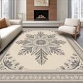 thumbnail image 1 of ODIKA 5'x7' Machine Washable Non-Slip Area Rug, Floral Medallion Kaleidoscope Radiant Heirloom High Traffic Rug, Ivory, 658431, 1 of 7