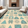 thumbnail image 1 of ODIKA 5'x7' Machine Washable Non-Slip Area Rug, Folkloric Hideaway with Mountain Explorer Imagery High Traffic Rug with Pad, Beige, 683210, 1 of 8