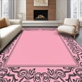 thumbnail image 1 of ODIKA 5'x7' Machine Washable Non-Slip Area Rug, Forest Scrollwork Ornamental High Traffic Rug, Pink, 733996, 1 of 7
