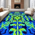 thumbnail image 1 of ODIKA 5'x7' Machine Washable Non-Slip Area Rug, Fractal Weed Leaf Loop with Digital Art Aesthetics High Traffic Rug with Pad, Blue, 678309, 1 of 8