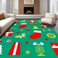 thumbnail image 1 of ODIKA 5'x7' Machine Washable Non-Slip Area Rug, Frosty Wonderland Seasonal Embellishment High Traffic Rug with Pad, Green, 733179, 1 of 8